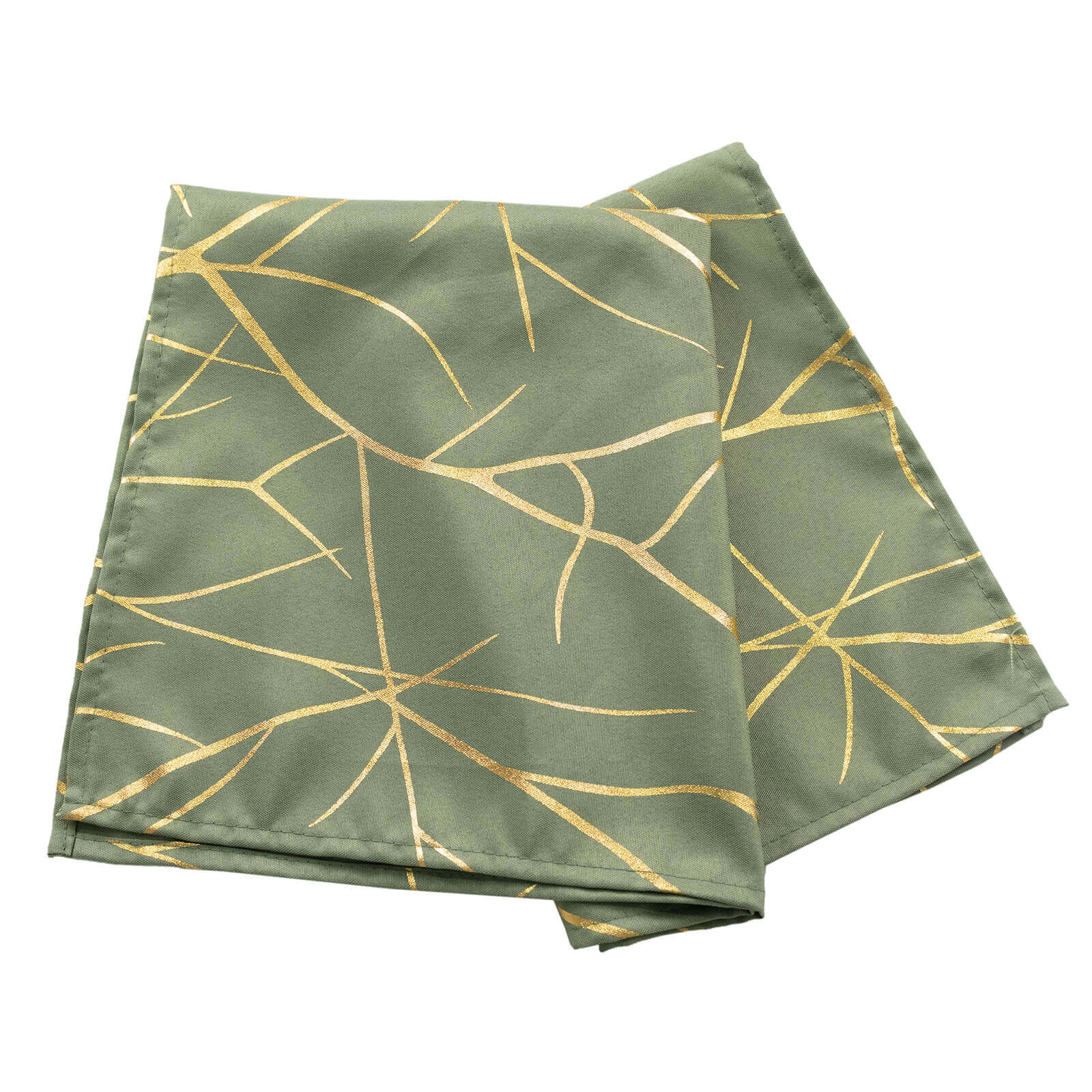 5 Pack Polyester 20"x20" Napkins Dusty Sage Green with Gold Foil Tree Branch Pattern - Modern Wrinkle Resistant Cloth Napkins for Weddings & Parties - Bell Racket Store