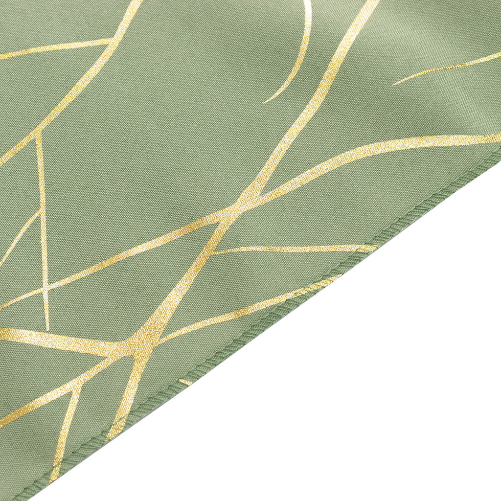 5 Pack Polyester 20"x20" Napkins Dusty Sage Green with Gold Foil Tree Branch Pattern - Modern Wrinkle Resistant Cloth Napkins for Weddings & Parties - Bell Racket Store