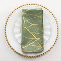 5 Pack Polyester 20"x20" Napkins Dusty Sage Green with Gold Foil Tree Branch Pattern - Modern Wrinkle Resistant Cloth Napkins for Weddings & Parties - Bell Racket Store