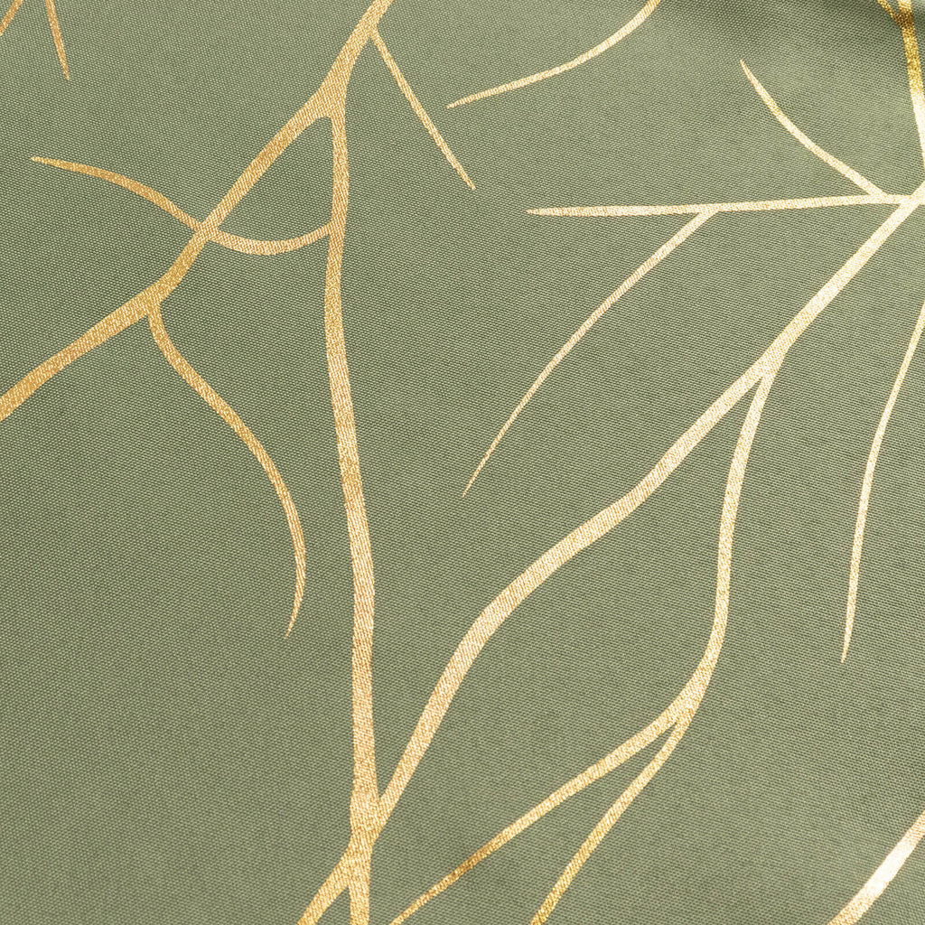 5 Pack Polyester 20"x20" Napkins Dusty Sage Green with Gold Foil Tree Branch Pattern - Modern Wrinkle Resistant Cloth Napkins for Weddings & Parties - Bell Racket Store