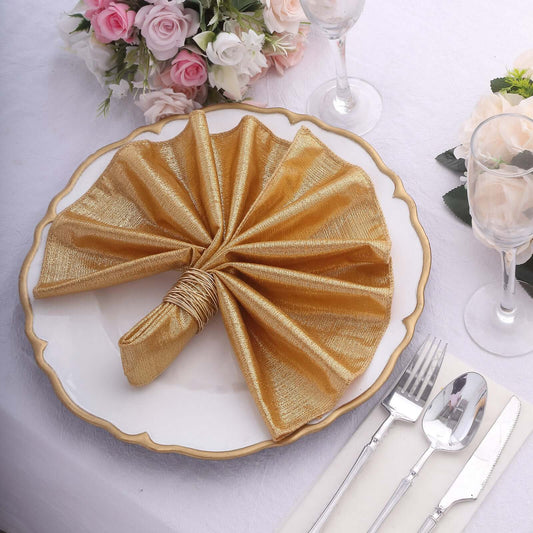 5 Pack Polyester 20"x20" Napkins Gold Shimmer Sequin Dots - Luminous Cloth Napkins for Stylish Gatherings - Bell Racket Store