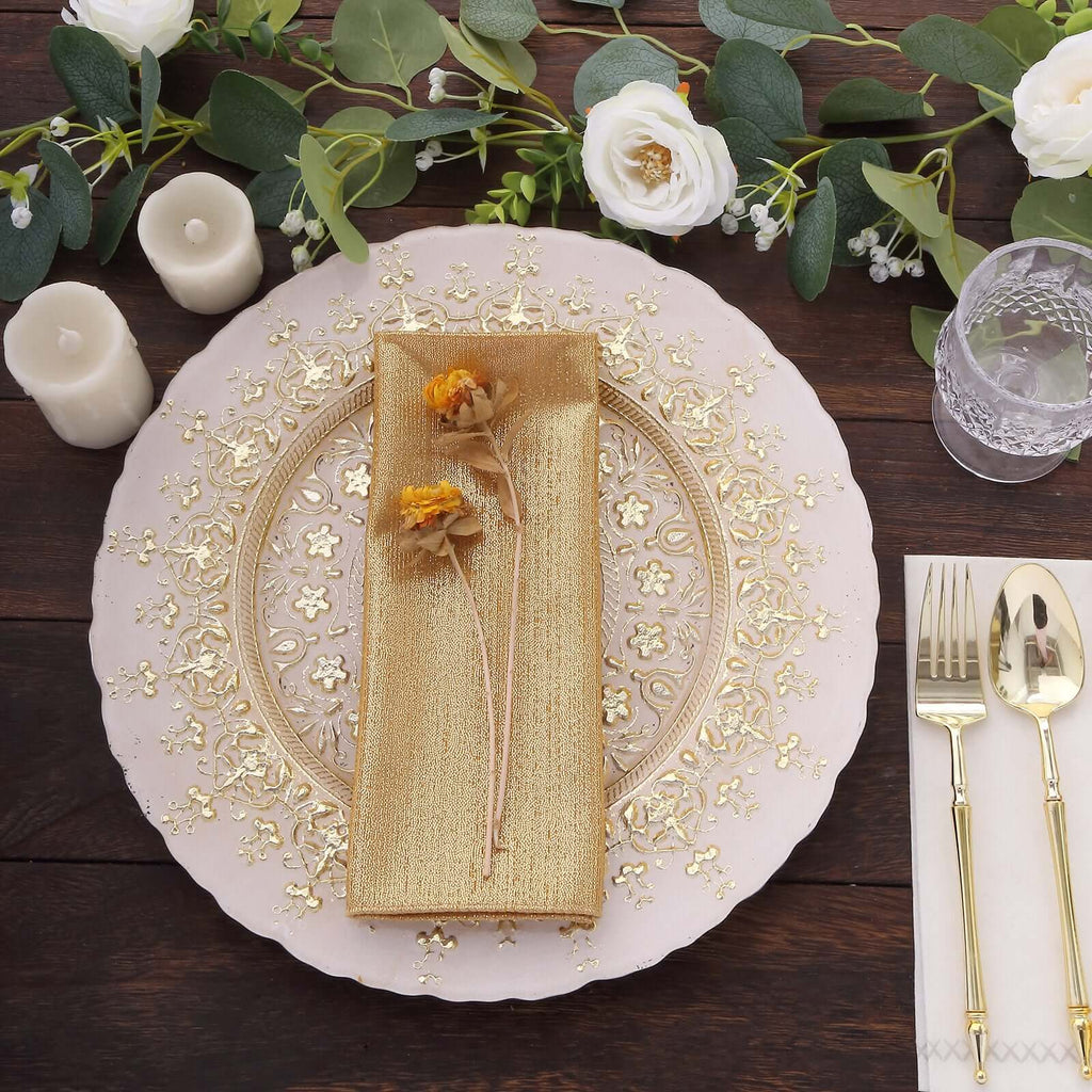 5 Pack Polyester 20"x20" Napkins Gold Shimmer Sequin Dots - Luminous Cloth Napkins for Stylish Gatherings - Bell Racket Store