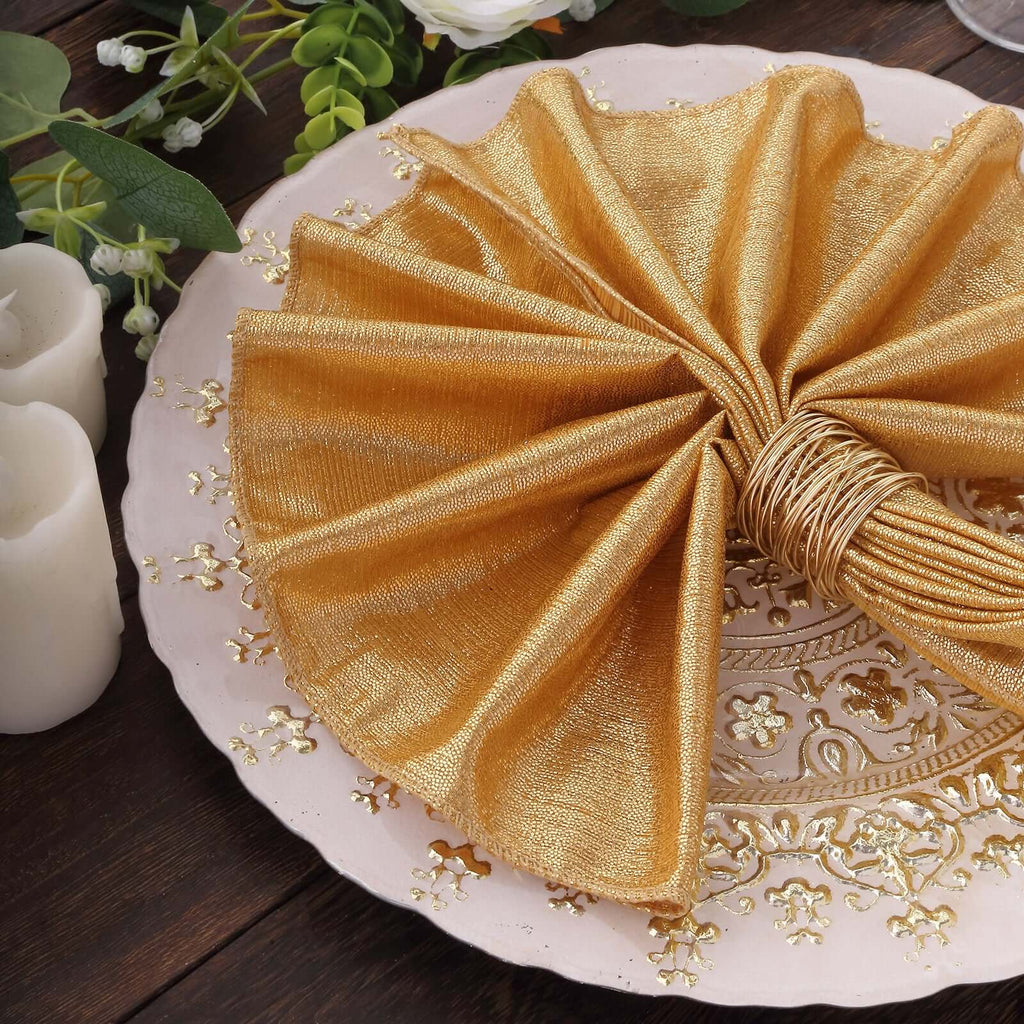 5 Pack Polyester 20"x20" Napkins Gold Shimmer Sequin Dots - Luminous Cloth Napkins for Stylish Gatherings - Bell Racket Store