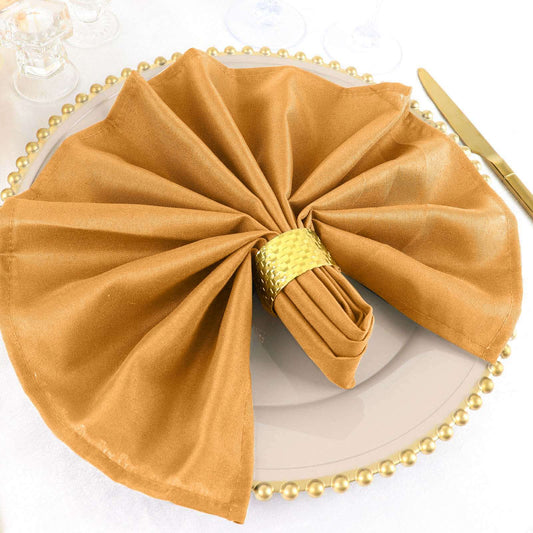 5 Pack Polyester 20"x20" Napkins Gold - Wrinkle Resistant & Easy Care Cloth Napkins for Special Occasions - NestOCart