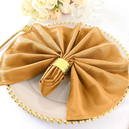5 Pack Polyester 20"x20" Napkins Gold - Wrinkle Resistant & Easy Care Cloth Napkins for Special Occasions - NestOCart