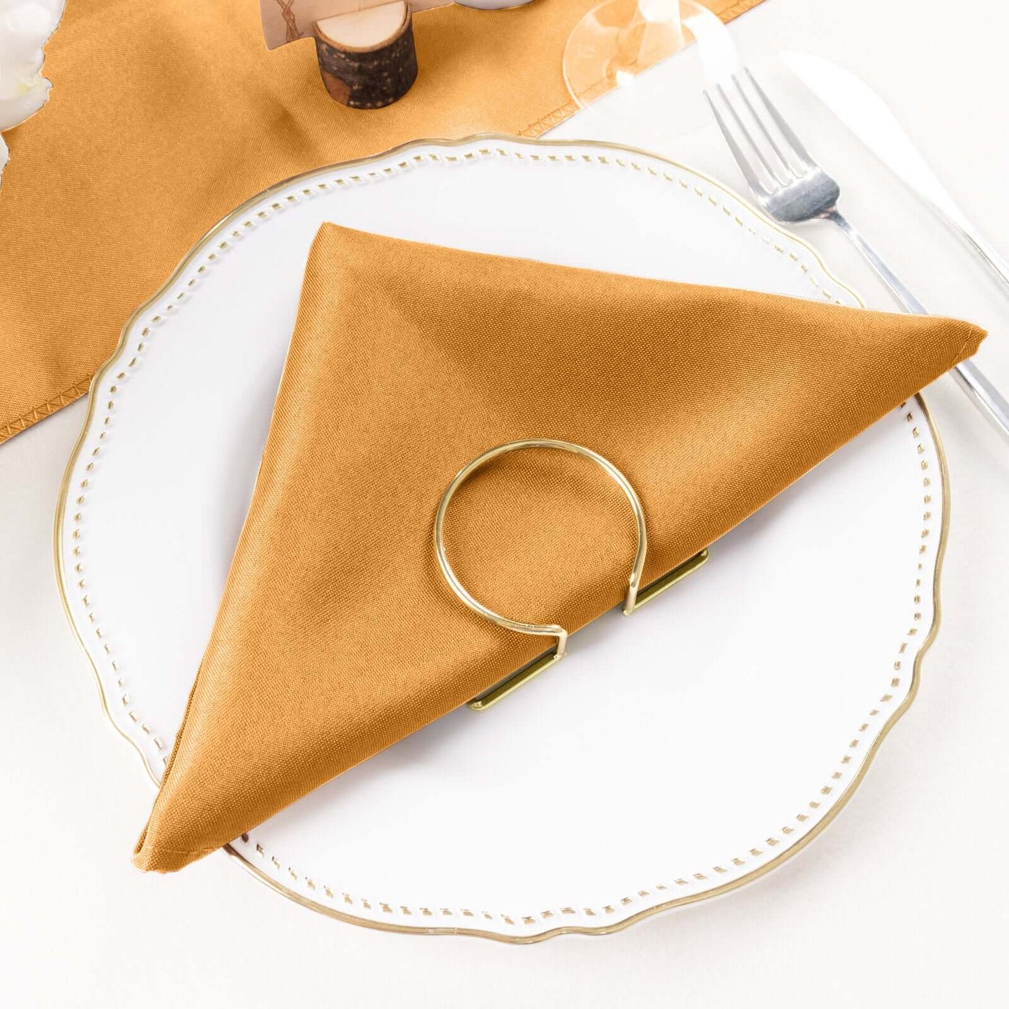 5 Pack Polyester 20"x20" Napkins Gold - Wrinkle Resistant & Easy Care Cloth Napkins for Special Occasions - NestOCart