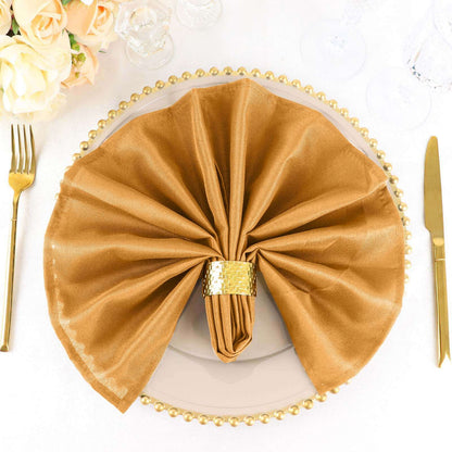 5 Pack Polyester 20"x20" Napkins Gold - Wrinkle Resistant & Easy Care Cloth Napkins for Special Occasions - NestOCart
