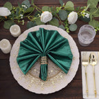 5 Pack Polyester 20"x20" Napkins Hunter Emerald Green Shimmer Sequin Dots - Luminous Cloth Napkins - Bell Racket Store
