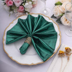 5 Pack Polyester 20"x20" Napkins Hunter Emerald Green Shimmer Sequin Dots - Luminous Cloth Napkins - Bell Racket Store