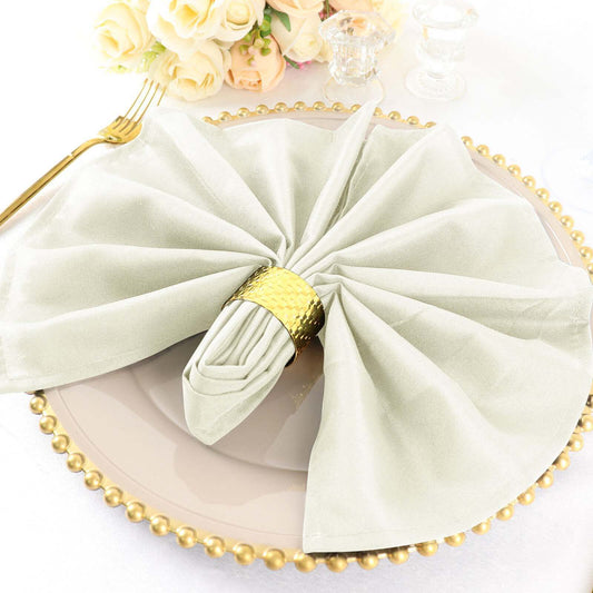 5 Pack Polyester 20"x20" Napkins Ivory - Wrinkle Resistant & Easy Care Cloth Napkins - NestOCart