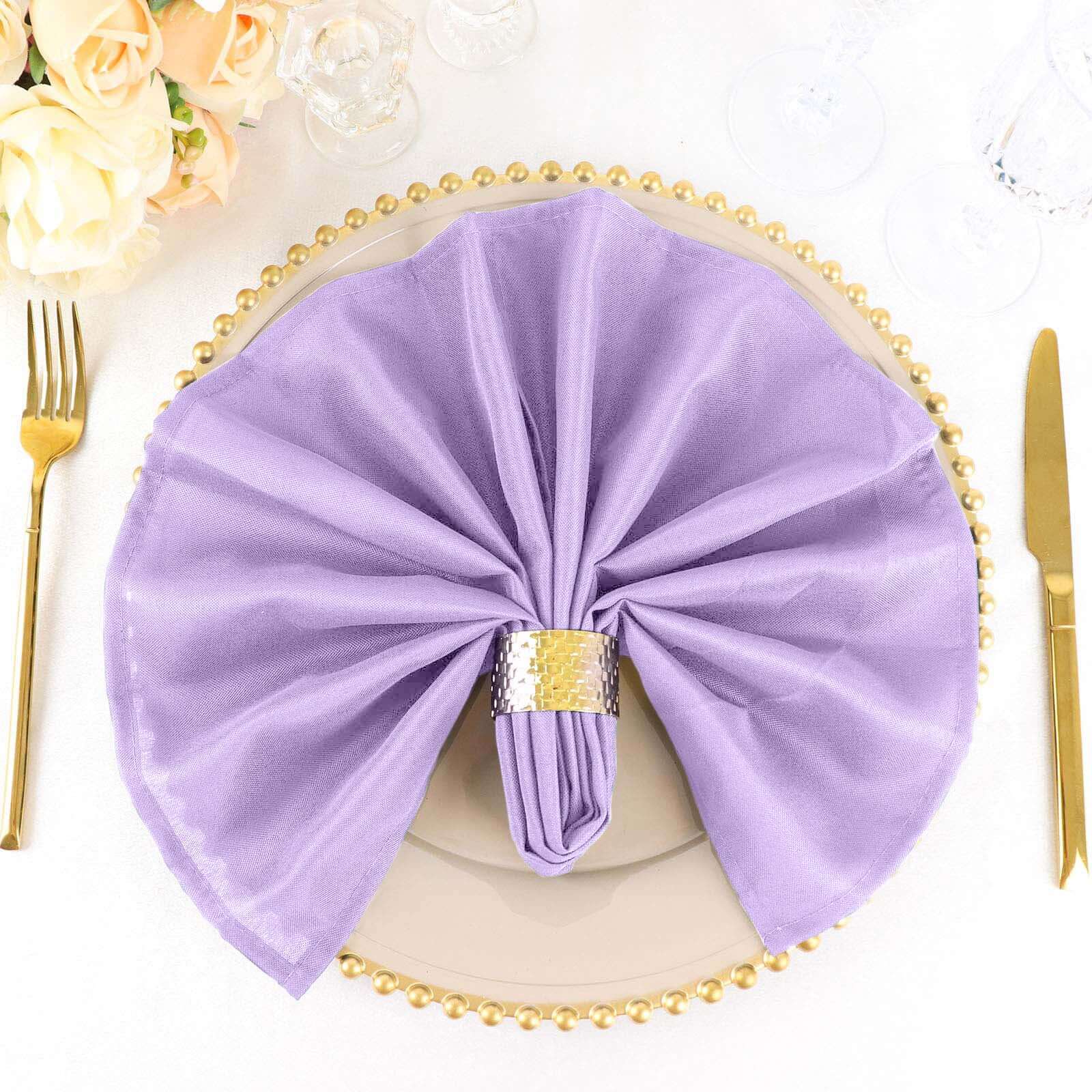 5 Pack Polyester 20"x20" Napkins Lavender Lilac - Wrinkle Resistant & Easy Care Cloth Napkins - NestOCart