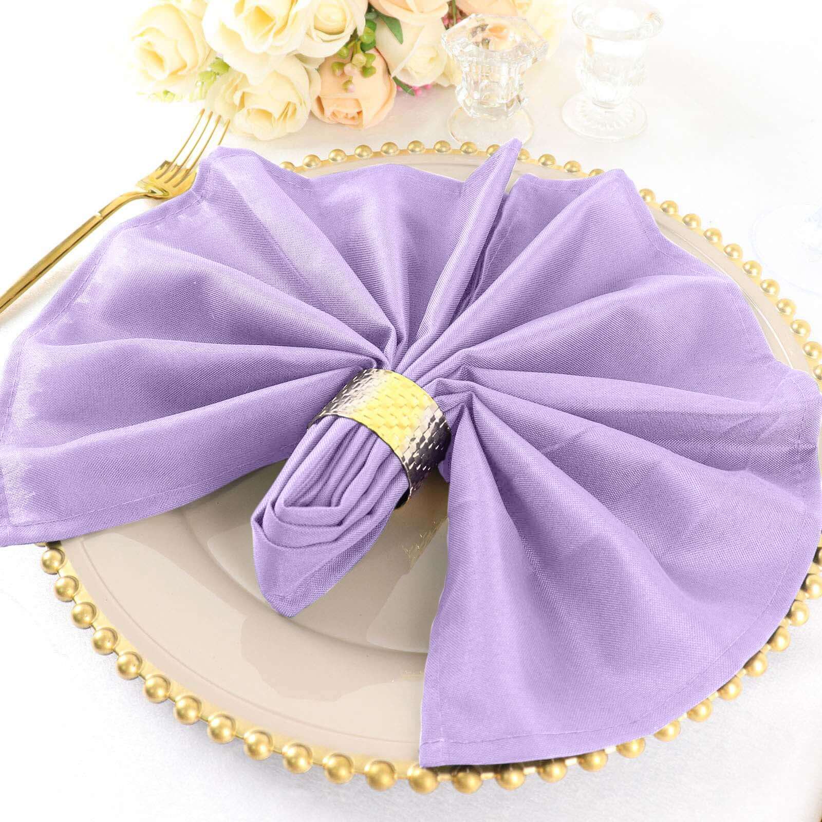 5 Pack Polyester 20"x20" Napkins Lavender Lilac - Wrinkle Resistant & Easy Care Cloth Napkins - NestOCart