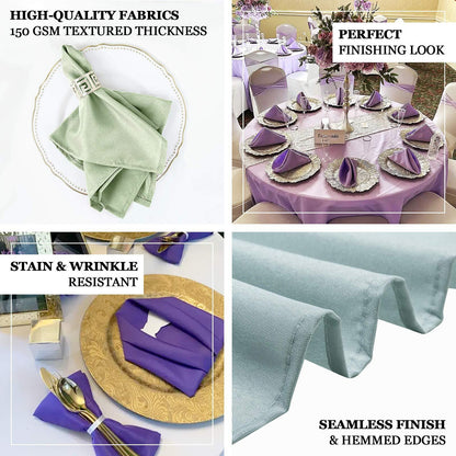 5 Pack Polyester 20"x20" Napkins Lavender Lilac - Wrinkle Resistant & Easy Care Cloth Napkins - NestOCart