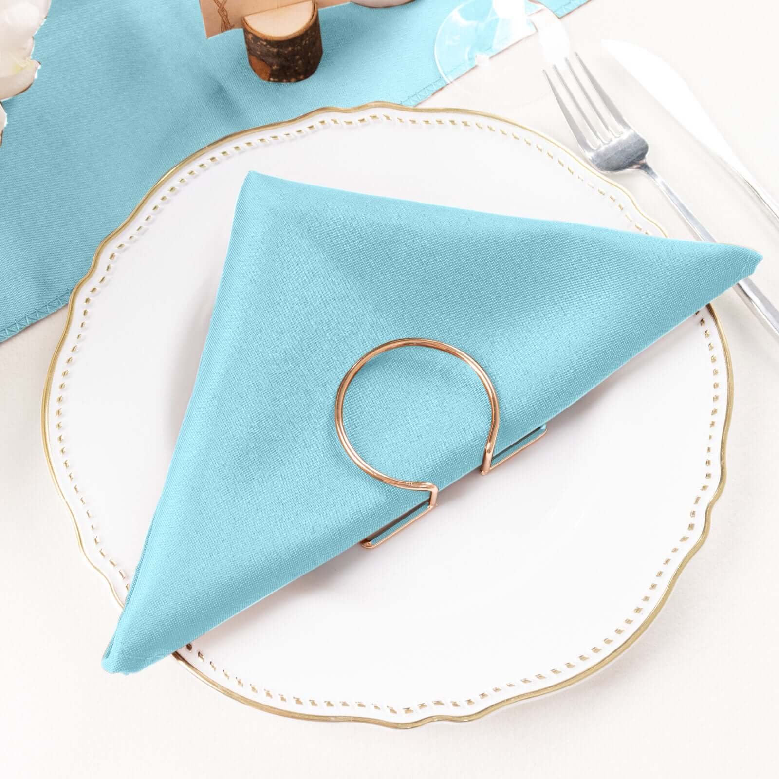 5 Pack Polyester 20"x20" Napkins Light Blue - Wrinkle Resistant & Easy Care Cloth Napkins - NestOCart