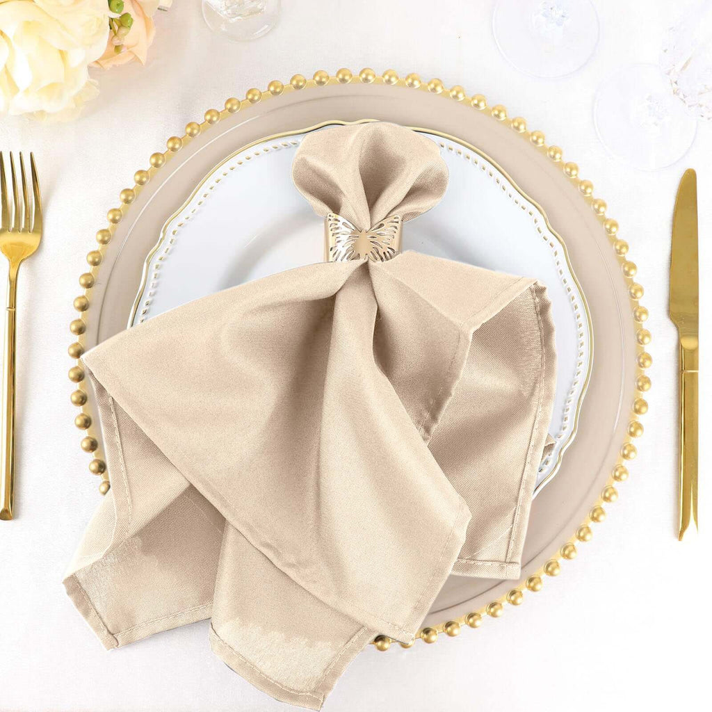 5 Pack Polyester 20"x20" Napkins Nude - Wrinkle Resistant & Easy Care Cloth Napkins - Bell Racket Store