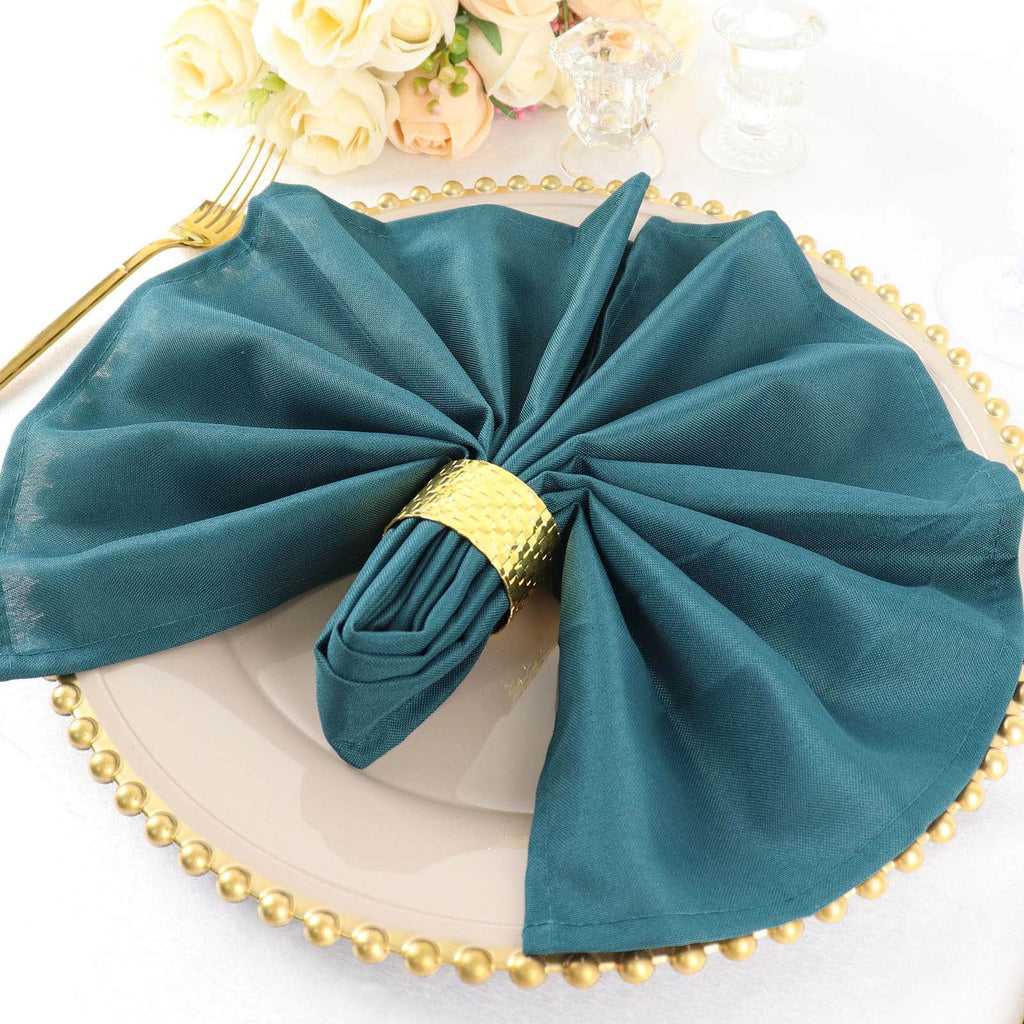 5 Pack Polyester 20"x20" Napkins Peacock Teal - Wrinkle Resistant & Easy Care Cloth Napkins - Bell Racket Store