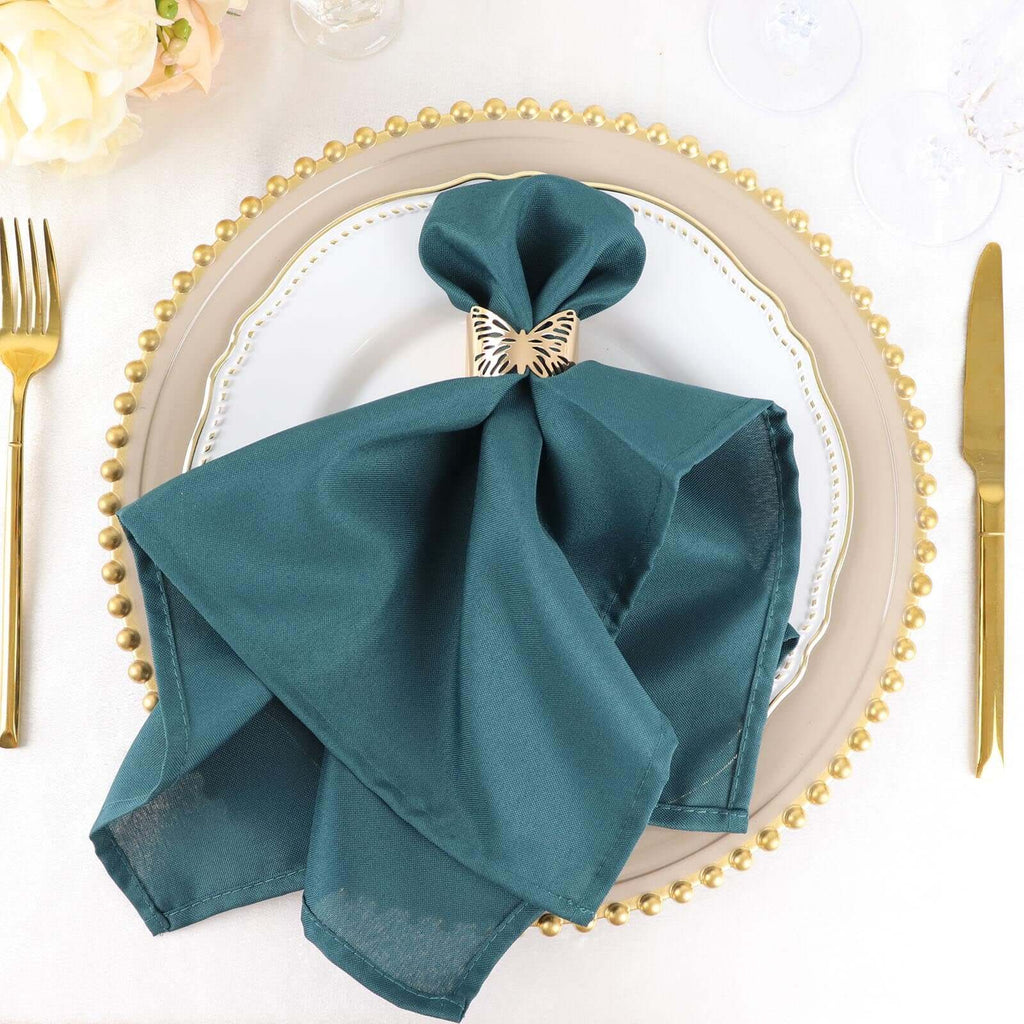 5 Pack Polyester 20"x20" Napkins Peacock Teal - Wrinkle Resistant & Easy Care Cloth Napkins - Bell Racket Store