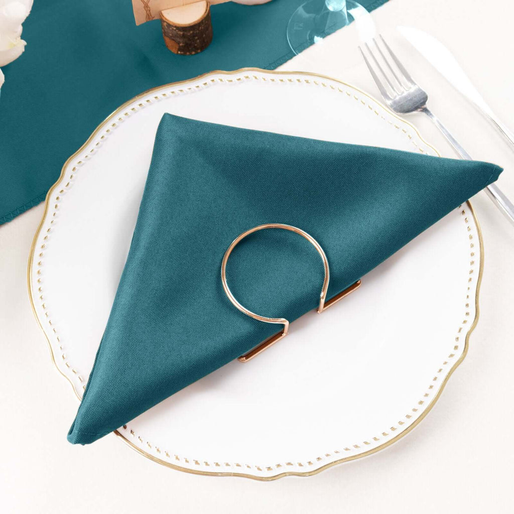 5 Pack Polyester 20"x20" Napkins Peacock Teal - Wrinkle Resistant & Easy Care Cloth Napkins - Bell Racket Store