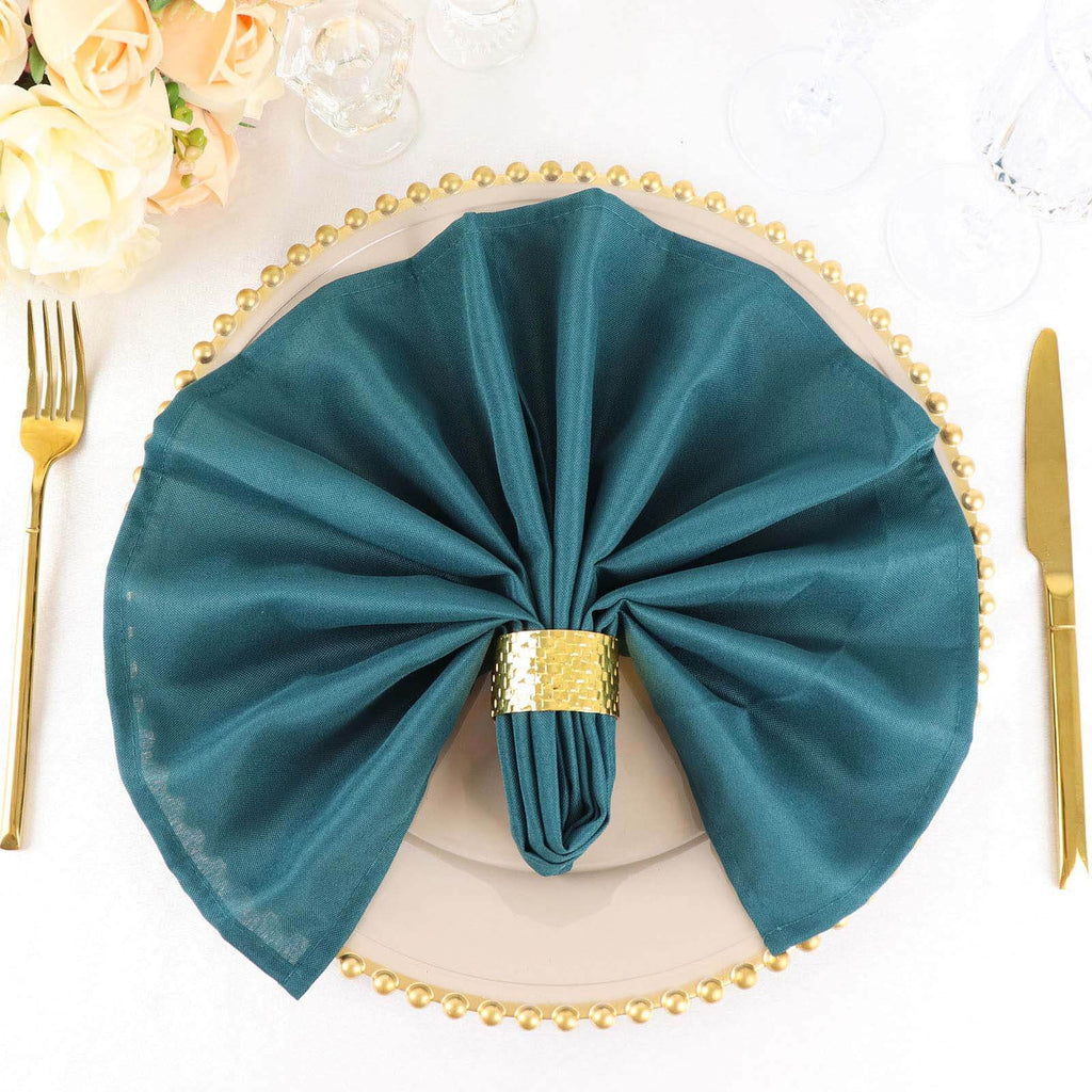 5 Pack Polyester 20"x20" Napkins Peacock Teal - Wrinkle Resistant & Easy Care Cloth Napkins - Bell Racket Store