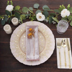 5 Pack Polyester 20"x20" Napkins Rose Gold Shimmer Sequin Dots - Luminous Cloth Napkins - Bell Racket Store