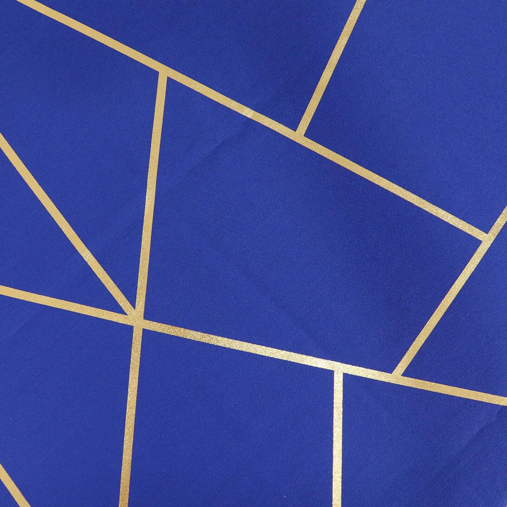 5 Pack Polyester 20"x20" Napkins Royal Blue with Gold Geometric Foil Pattern - Modern Reusable Dinner Napkins - Bell Racket Store