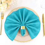 5 Pack Polyester 20"x20" Napkins Turquoise - Wrinkle Resistant & Easy Care Cloth Napkins