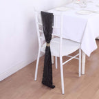 5 Pack Polyester Chair Sashes Black Metallic Tinsel Fringe - Easy to Use Chair Bows 6"x108" - Bell Racket Store