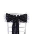 5 Pack Polyester Chair Sashes Black Metallic Tinsel Fringe - Easy to Use Chair Bows 6"x108" - Bell Racket Store