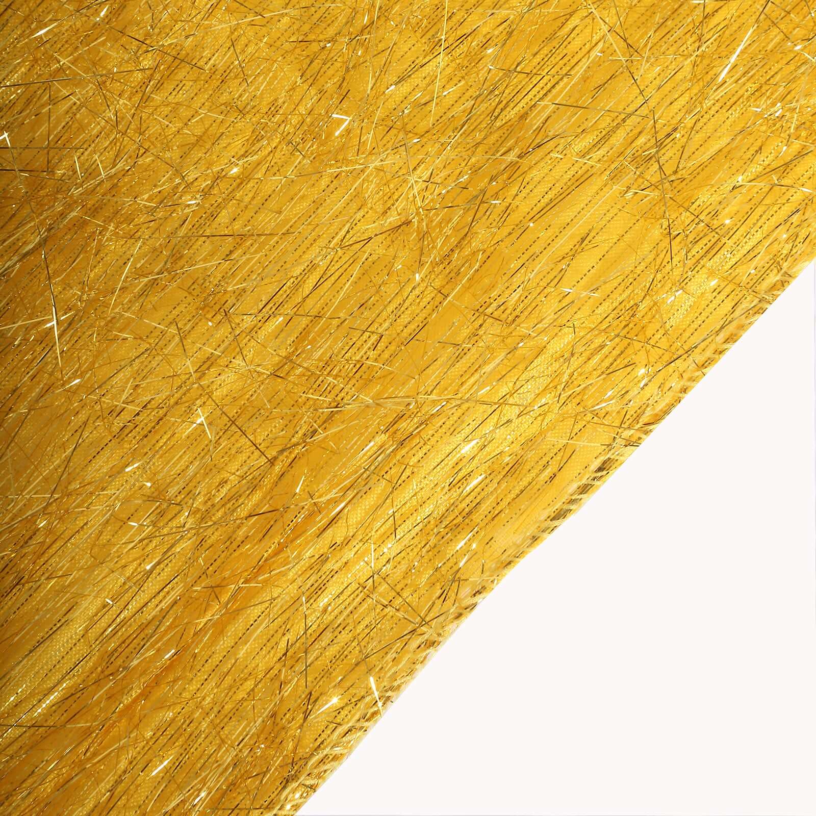 5 Pack Polyester Chair Sashes Gold Metallic Tinsel Fringe - Easy to Use Sparkly Chair Bows 6"x108" - Bell Racket Store