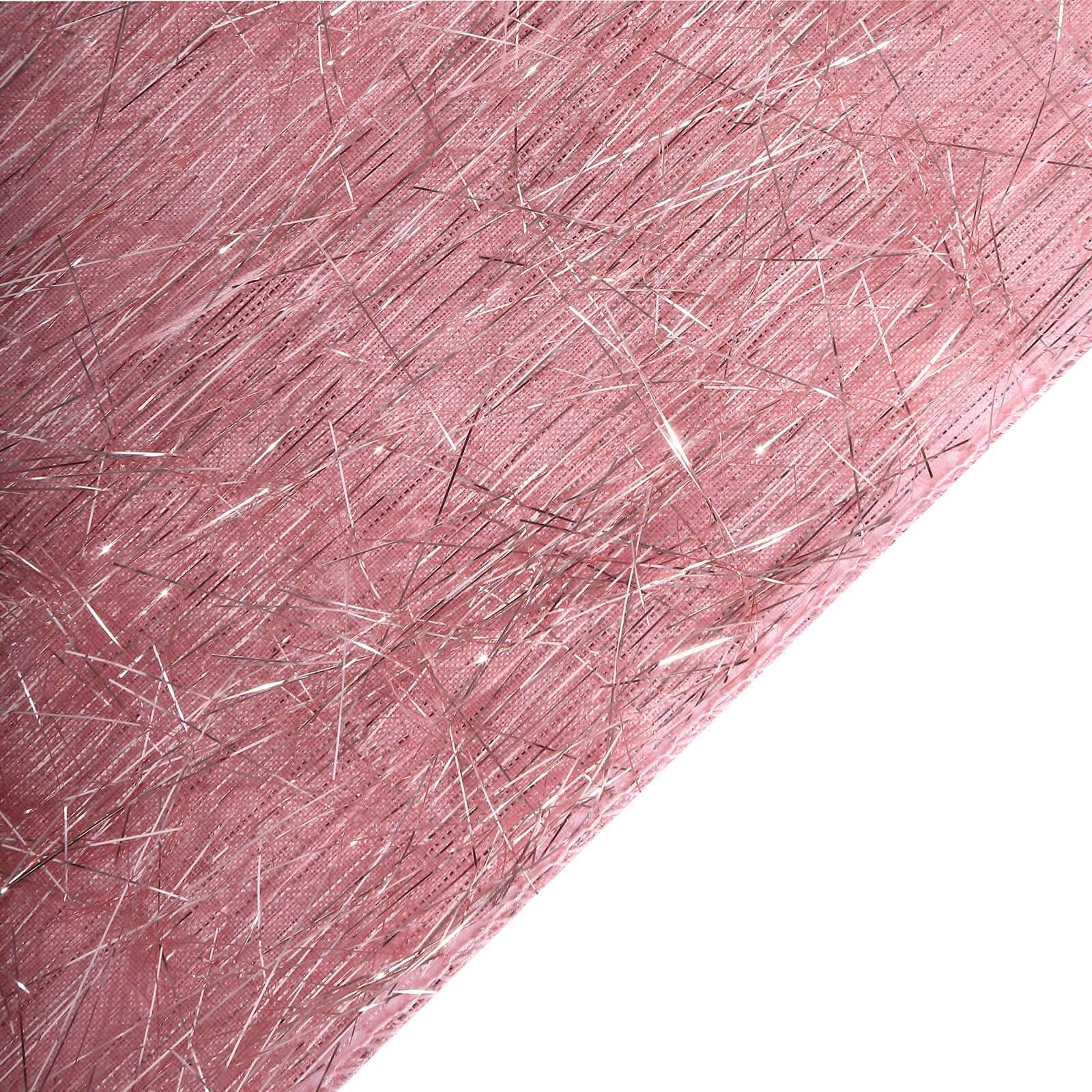 5 Pack Polyester Chair Sashes Rose Gold Metallic Tinsel Fringe - Easy to Use Chair Bows 6"x108" - Bell Racket Store