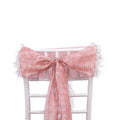 5 Pack Polyester Chair Sashes Rose Gold Metallic Tinsel Fringe - Easy to Use Chair Bows 6"x108" - Bell Racket Store