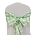 5 Pack Polyester Chair Sashes Sage Green/White Buffalo Plaid - Durable & Reusable Chair Bows 6"x108" - Bell Racket Store