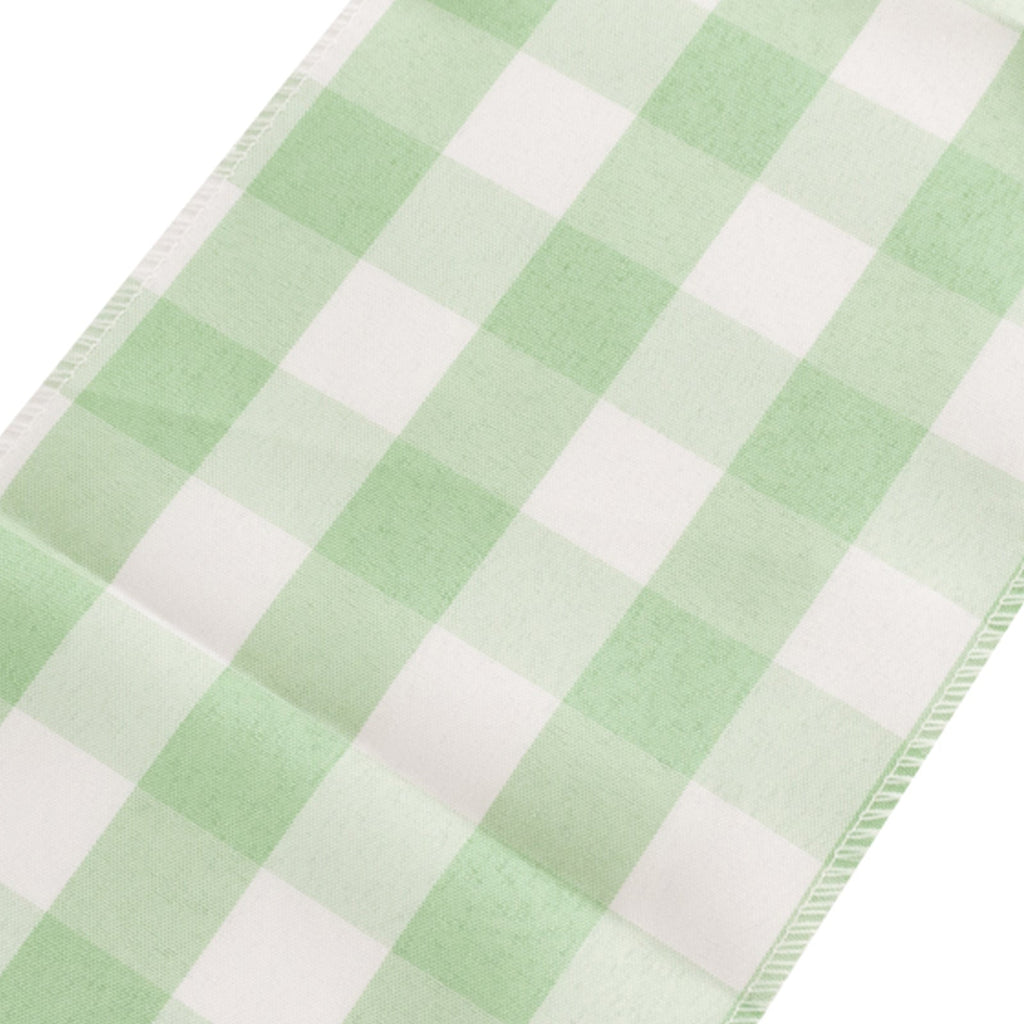 5 Pack Polyester Chair Sashes Sage Green/White Buffalo Plaid - Durable & Reusable Chair Bows 6"x108" - Bell Racket Store