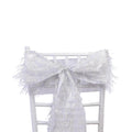 5 Pack Polyester Chair Sashes Silver Metallic Tinsel Fringe - Easy to Use Chair Bows 6"x108" - Bell Racket Store