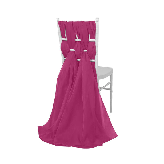5 Pack Chiffon Chair Sashes Fuchsia - Soft & Lightweight Designer Chair Bows 22"x78"