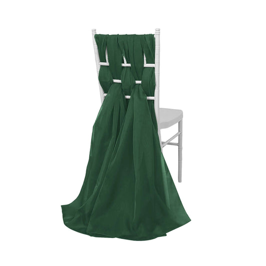 5 Pack Chiffon Chair Sashes Hunter Emerald Green - Soft & Lightweight Designer Chair Bows 22"x78"