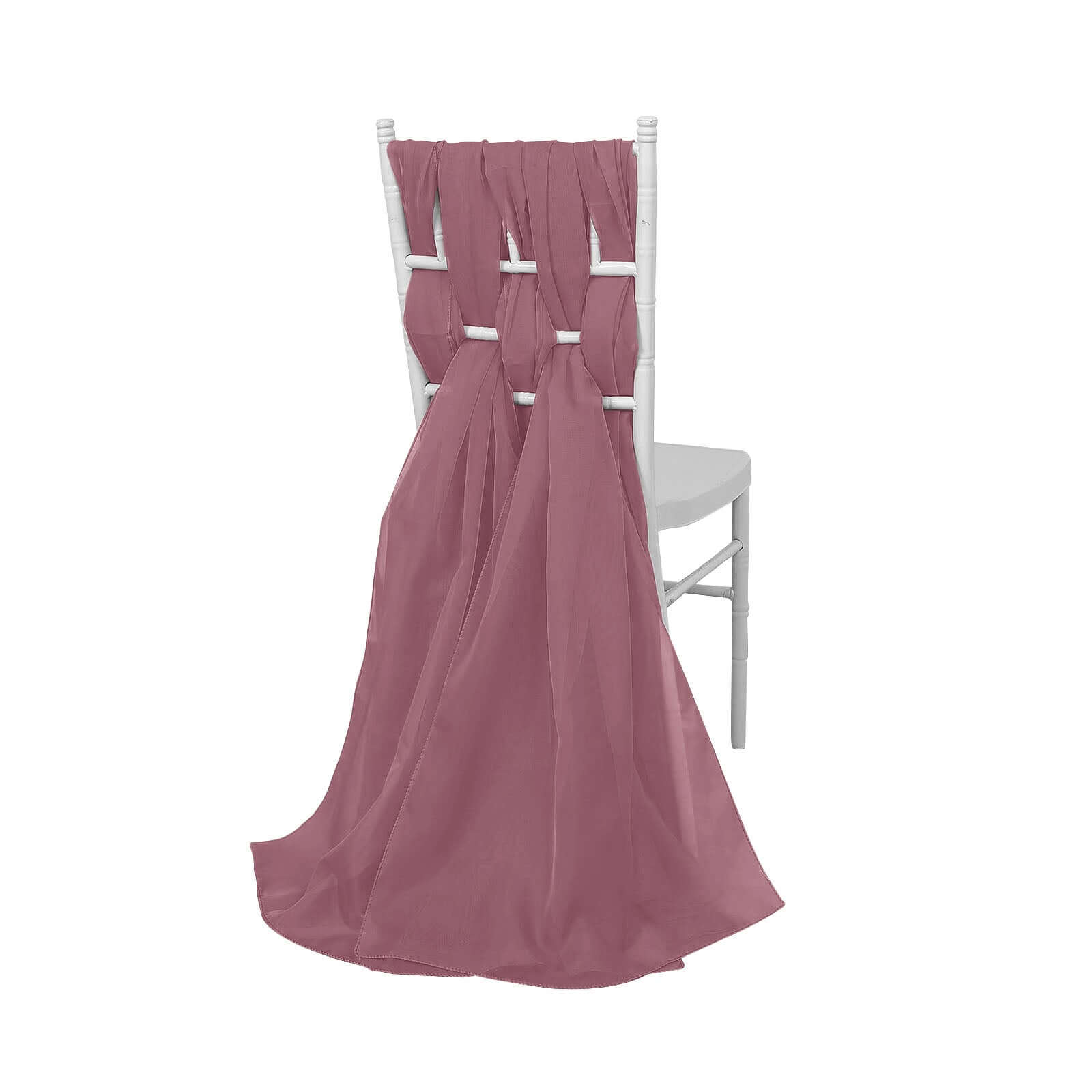 5 Pack Chiffon Chair Sashes Mauve/Cinnamon Rose - Soft & Lightweight Designer Chair Bows 22"x78"