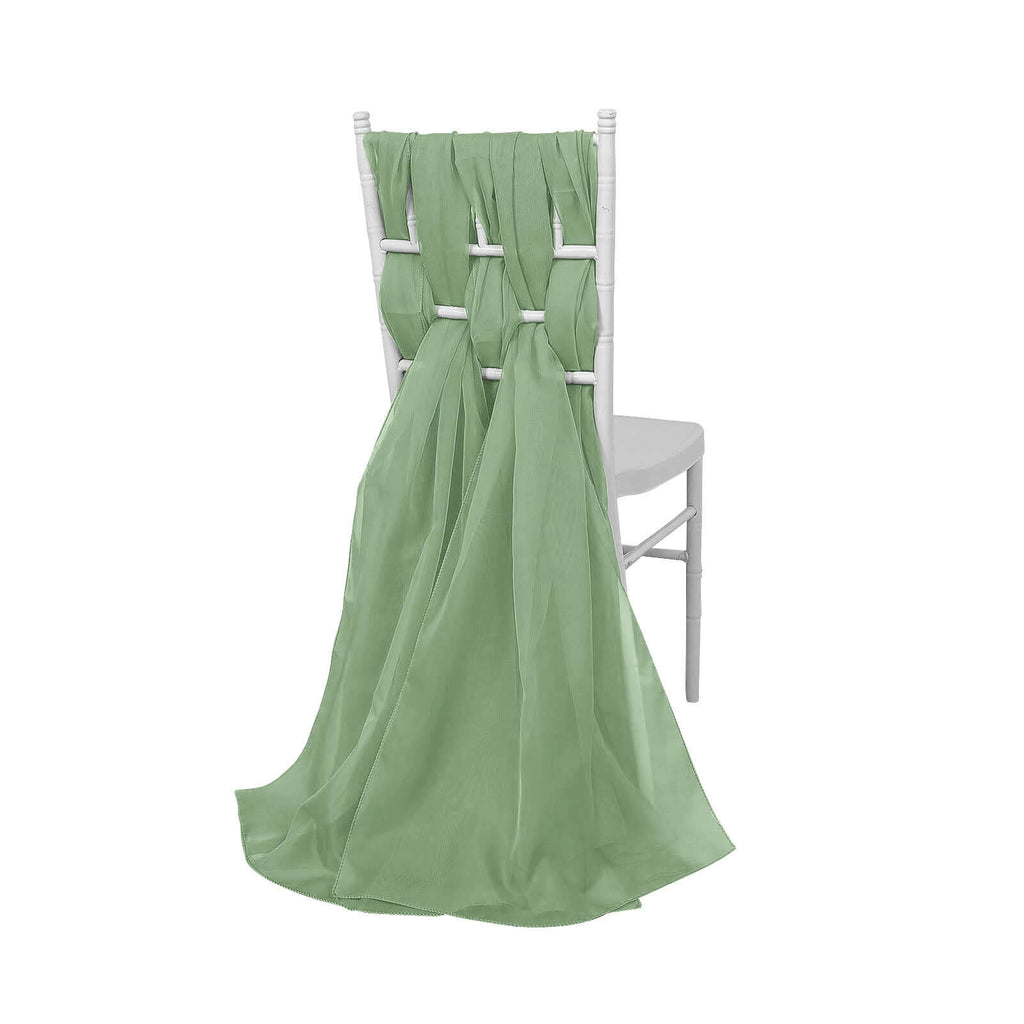 5 Pack Chiffon Chair Sashes Sage Green - Soft & Lightweight Designer Chair Bows 22"x78"