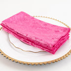 5 Pack Premium Crushed Velvet 20"x20" Napkins Fuchsia - Rich & Textured Finish Dinner Napkins - Bell Racket Store