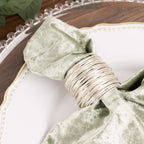 5 Pack Premium Crushed Velvet 20"x20" Napkins Sage Green - Rich & Textured Finish Dinner Napkins - Bell Racket Store