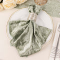 5 Pack Premium Crushed Velvet 20"x20" Napkins Sage Green - Rich & Textured Finish Dinner Napkins - Bell Racket Store