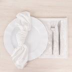 5 Pack Premium Crushed Velvet 20"x20" Napkins White - Rich & Textured Finish Dinner Napkins for Classy Events - Bell Racket Store