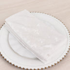 5 Pack Premium Crushed Velvet 20"x20" Napkins White - Rich & Textured Finish Dinner Napkins for Classy Events - Bell Racket Store