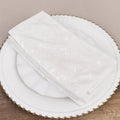 5 Pack Premium Crushed Velvet 20"x20" Napkins White - Rich & Textured Finish Dinner Napkins for Classy Events - Bell Racket Store
