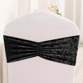 5 Pack Premium Crushed Velvet Chair Sashes Black Ruffle Style - Textured Chair Bands for Stunning Event Decor - Bell Racket Store