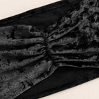 5 Pack Premium Crushed Velvet Chair Sashes Black Ruffle Style - Textured Chair Bands for Stunning Event Decor - Bell Racket Store