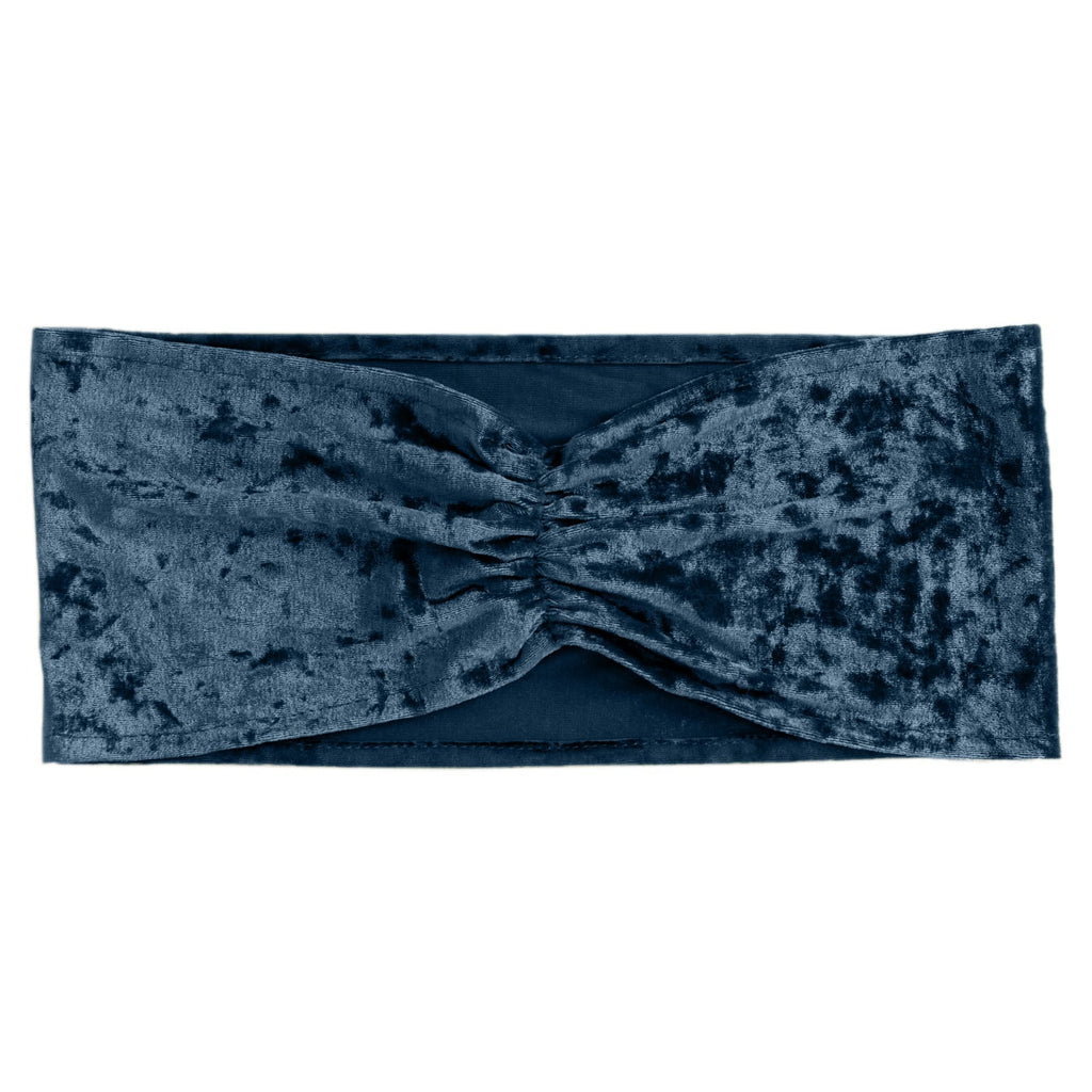 5 Pack Premium Crushed Velvet Chair Sashes Navy Blue Ruffle Style - Textured Chair Bands for Stunning Event Decor - Bell Racket Store