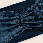 5 Pack Premium Crushed Velvet Chair Sashes Navy Blue Ruffle Style - Textured Chair Bands for Stunning Event Decor - Bell Racket Store