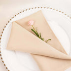 5 Pack Premium Polyester 20"x20" Napkins Beige - Wrinkle - Resistant & Durable Dinner Napkins - Bell Racket Store