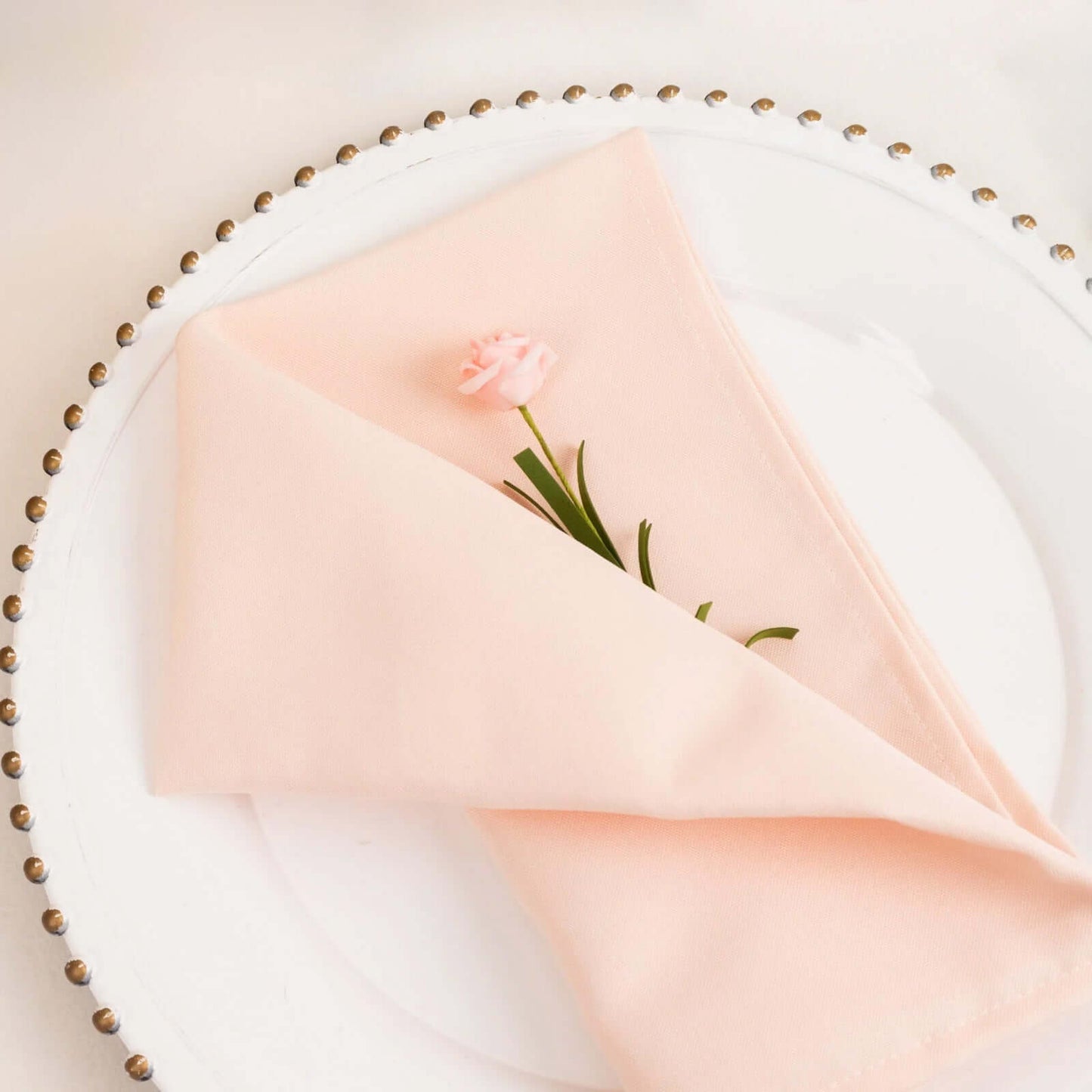 5 Pack Premium Polyester 20"x20" Napkins Blush - Wrinkle - Resistant & Durable Dinner Napkins - Bell Racket Store